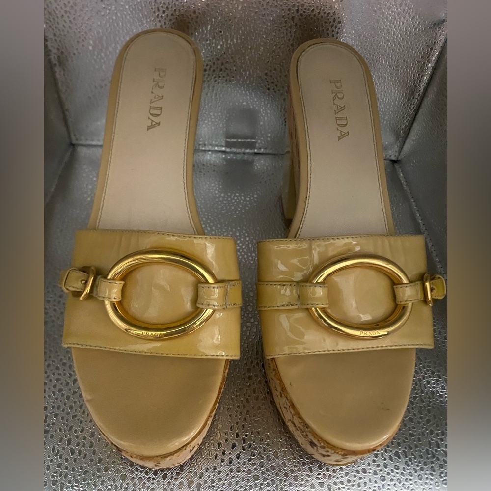 Prada Tan Women's Platform Sandals - Picture 2 of 6